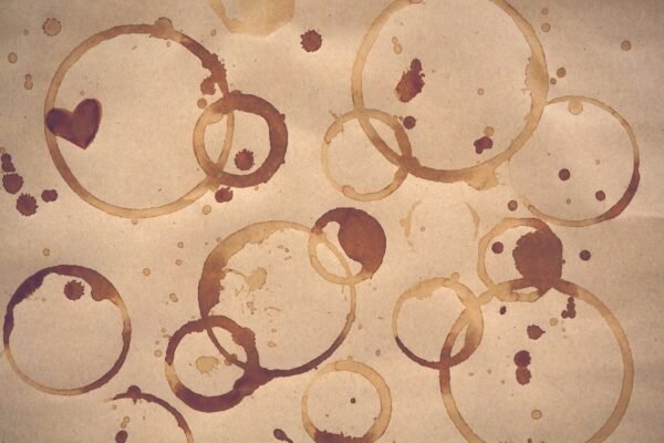 a bunch of coffee stains on a piece of paper