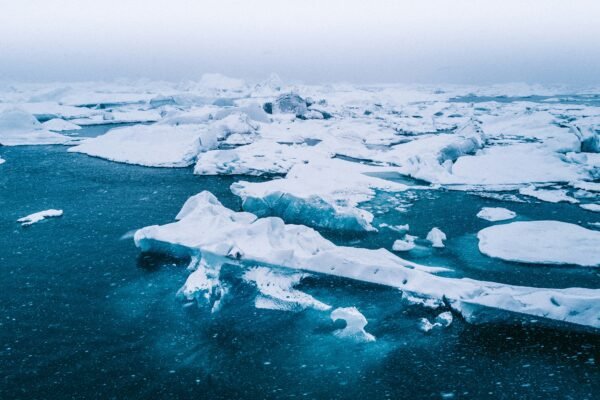 bird's-eye view of icebergs