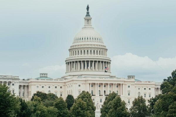 A view of the capitol building from across the water