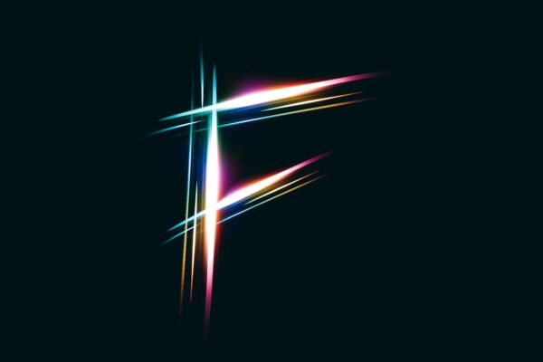 The letter f is made up of lines